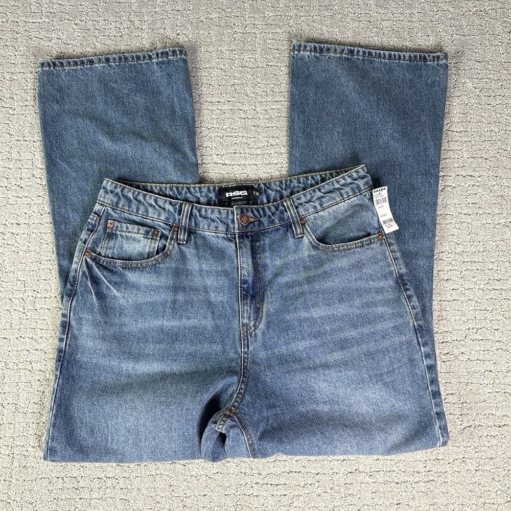 NWT RSQ Relaxed Bootcut Medium Wash Dirty Denim Jeans Mens 32x30